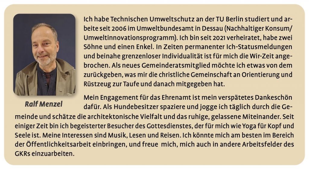 Vorstellung GKR-Kandidat Ralf Menzel