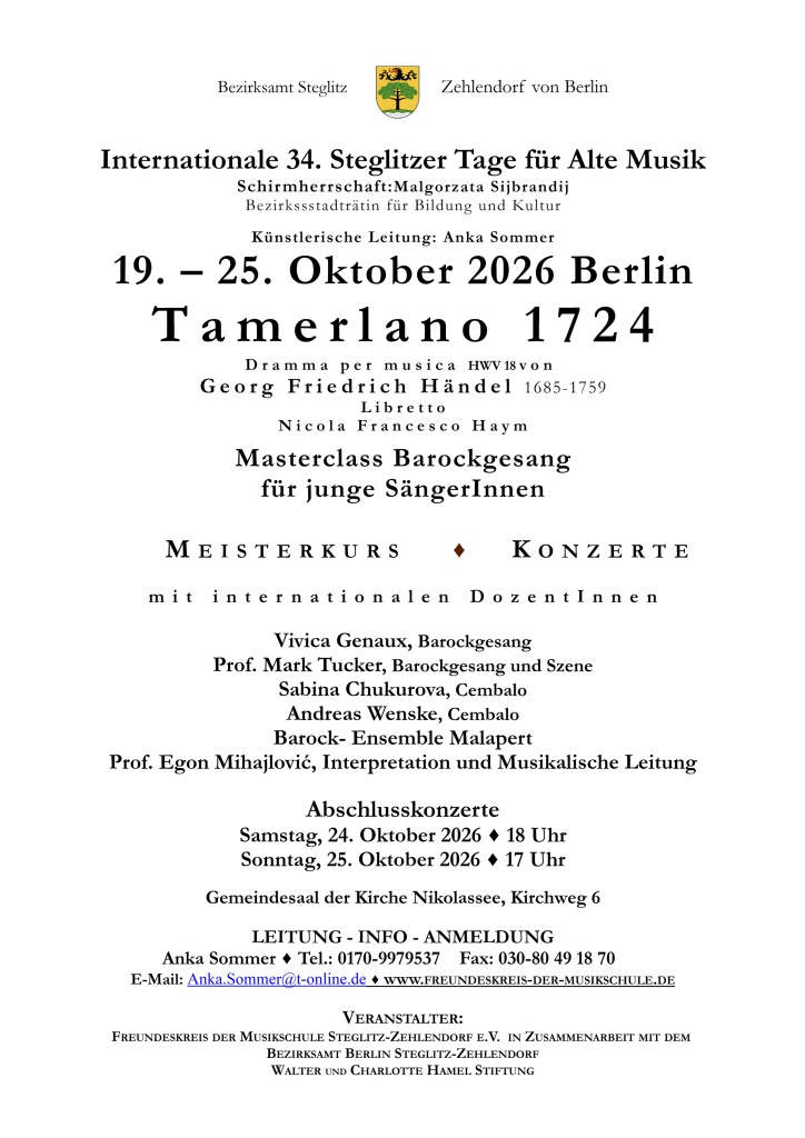 Internationale 34. Steglitzer Tage für Alte Musik